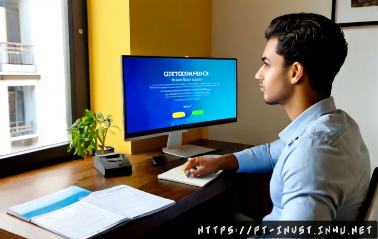Home 17 P2E Play to Earn 게임과 투자 - Photorealistic Brazilian young adult investor at a tidy home office desk, studying a colorful fantas...